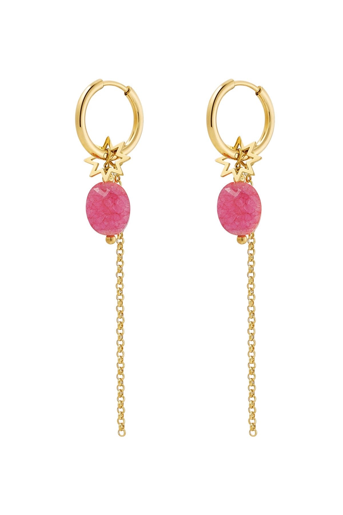 Fuchsia Star Charm Earrings