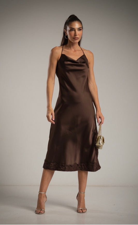 Lasting Effect Satin Slip Dress Choco