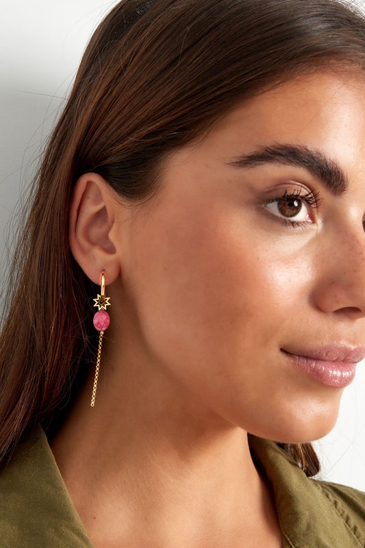 Fuchsia Star Charm Earrings