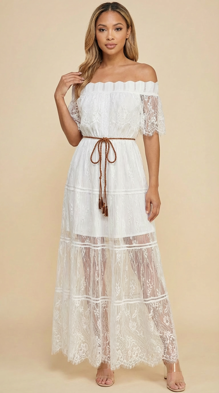Ivory Allure Lace Maxi Dress