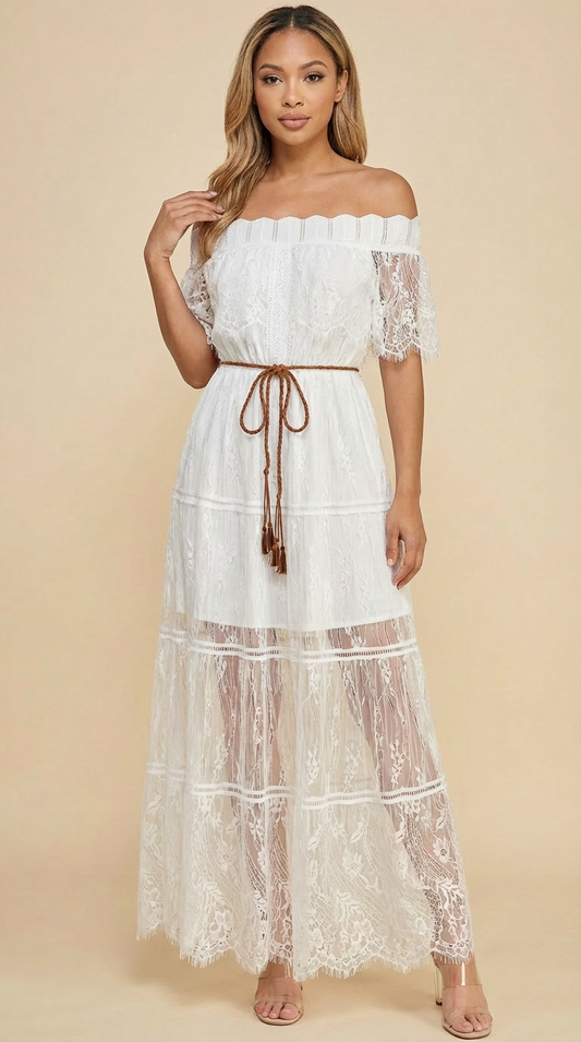 Ivory Allure Lace Maxi Dress